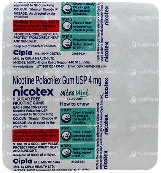 Nicotex 4Mg Ultra Mint Flavour Sugar Free Nicotine Gums 9