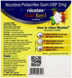 Nicotex 2Mg Fruit Burst Flavour Sugar Free Nicotine Gums 9