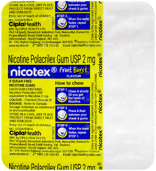 Nicotex 2Mg Fruit Burst Flavour Sugar Free Nicotine Gums 9
