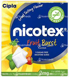 NICOTEX 2MG FRUIT BURST FLAVOUR SUGAR FREE NICOTINE GUM 9