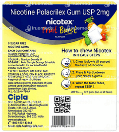 Nicotex 2mg Fruit Burst Flavour Sugar Free Nicotine Gums 9