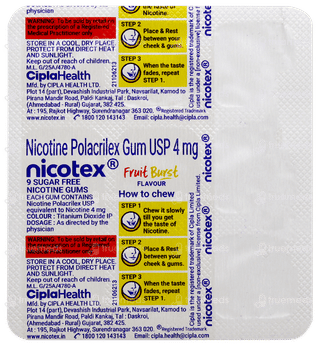 Nicotex 4mg Fruit Burst Flavour Sugar Free Nicotine Gums 9