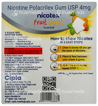 Nicotex Fruit Brust 4 MG Sugar Free Chewing Gum 9