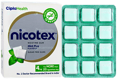 Nicotex 4mg Mint Plus Flavour Sugar Free Nicotine Gum 12