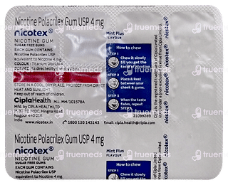 Nicotex 4mg Mint Plus Flavour Sugar Free Nicotine Gum 12