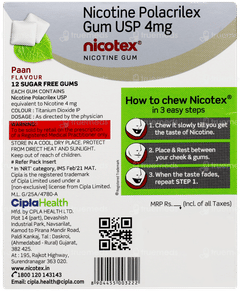 Nicotex 4mg Paan Flavour Sugar Free Nicotine Gums 12
