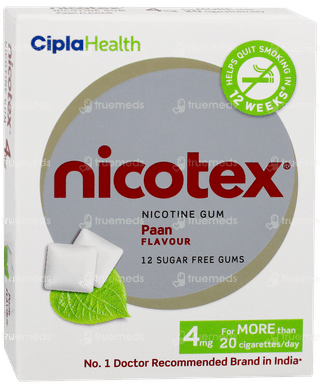Nicotex 4mg Paan Flavour Sugar Free Nicotine Gums 12