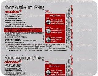 Nicotex 4mg Paan Flavour Sugar Free Nicotine Gums 12