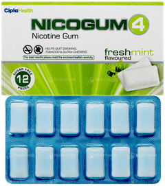 NICOGUM 4 FRESH MINT FLAVOURED SUGAR FREE NICOTINE GUMS 12