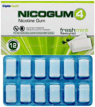 Nicogum 4 Fresh Mint Flavoured Sugar Free Nicotine Gums 12