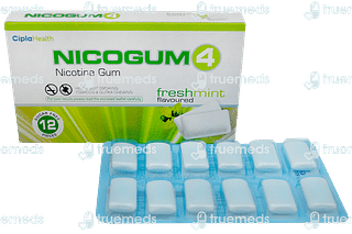 Nicogum 4 Fresh Mint Flavoured Sugar Free Nicotine Gum 12