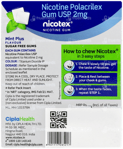 Nicotex 2mg Mint Plus Flavour Sugar Free Nicotine Gums 12 Nicotex 2mg Mint Plus Flavour Sugar Free Nicotine Gums 12