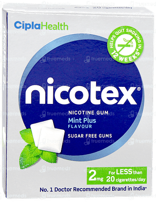 Nicotex 2mg Mint Plus Flavour Sugar Free Nicotine Gums 12