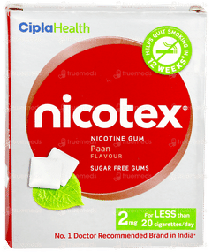Nicotex 2mg Paan Flavour Sugar Free Nicotine Gums 12