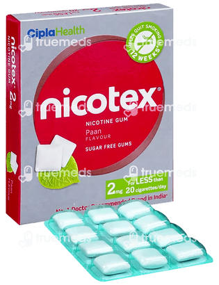 Nicotex 2mg Paan Flavour Sugar Free Nicotine Gum 12