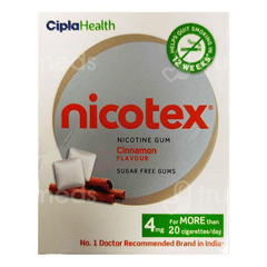 NICOTEX 4MG CINNAMON FLAVOUR SUGAR FREE NICOTINE GUMS 12