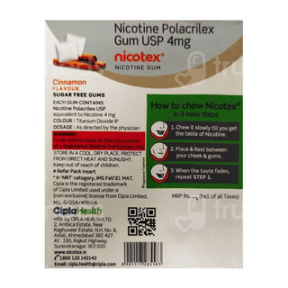 Nicotex 4Mg Cinnamon Flavour Sugar Free Nicotine Gums 12