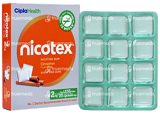 Nicotex 2mg Cinnamon Flavour Sugar Free Nicotine Gum 12