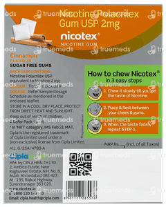 Nicotex 2mg Cinnamon Flavour Sugar Free Nicotine Gums 12