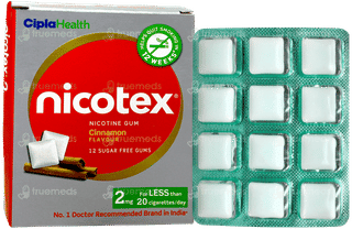 Nicotex 2mg Cinnamon Flavour Sugar Free Nicotine Gums 12