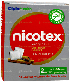 Nicotex 2Mg Cinnamon Flavour Sugar Free Nicotine Gums 12