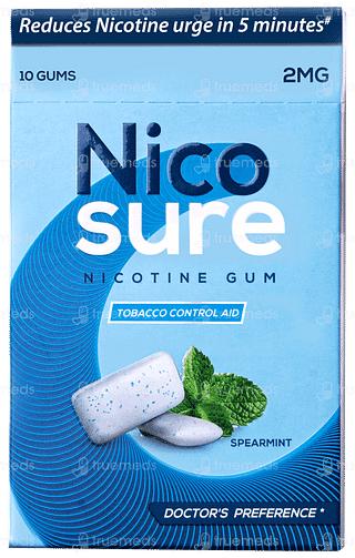 Nico Sure 2mg Spearmint Nicotine Gum 10