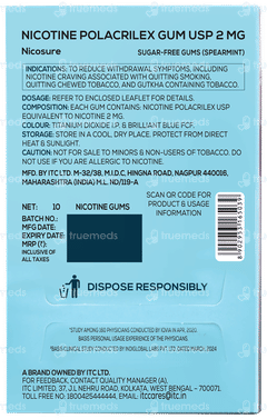 Nico Sure 2mg Spearmint Nicotine Gums 10 Nico Sure 2mg Spearmint Nicotine Gums 10