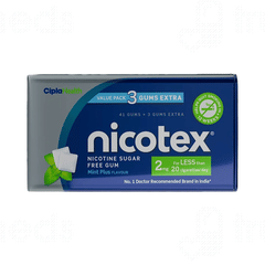 Nicotex 2mg Mint Plus Flavour Sugar Free Nicotine Gums 41 + 3 Extra Nicotex 2mg Mint Plus Flavour Sugar Free Nicotine Gums 41 + 3 Extra