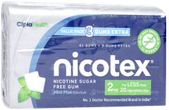 Nicotex 2mg Mint Plus Flavour Sugar Free Nicotine Gums 41 + 3 Extra