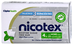 Nicotex 4mg Mint Plus Flavour Sugar Free Nicotine Gums 41 + 3 Extra