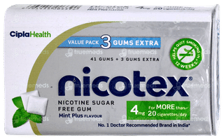 Nicotex 4mg Mint Plus Flavour Sugar Free Nicotine Gums 41 + 3 Extra