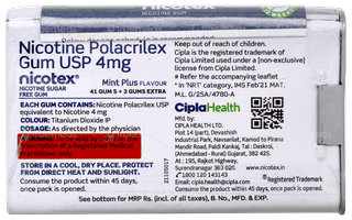 Nicotex 4mg Mint Plus Flavour Sugar Free Nicotine Gums 41 + 3 Extra