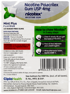 Nicotex 4mg Mint Plus Flavour Sugar Free Nicotine Gums 15