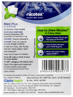Nicotex 2mg Mint Plus Flavour Sugar Free Nicotine Gums 15