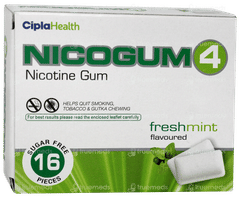 Nicogum 4 Fresh Mint Flavoured Sugar Free Nicotine Gums 16 Nicogum 4 Fresh Mint Flavoured Sugar Free Nicotine Gums 16