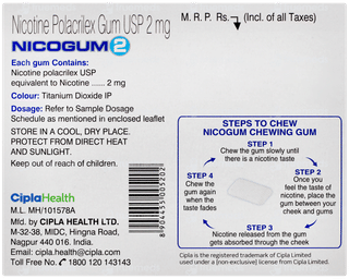 Nicogum 2 Fresh Mint Flavoured Sugar Free Nicotine Gums 16