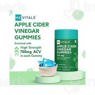 Hk Vitals Apple Cider Vinegar 750mg Apple Flavour No Added Sugars Gummies 60