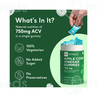 Hk Vitals Apple Cider Vinegar 750mg Apple Flavour No Added Sugars Gummies 60