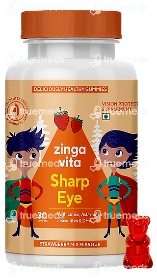 Zingavita Sharp Eye Strawberry Mix For Kids Multivitamin Gummies 30