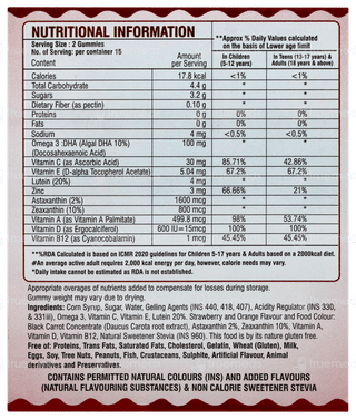 Eyetamin Strawberry & Orange Flavour Gummies 30