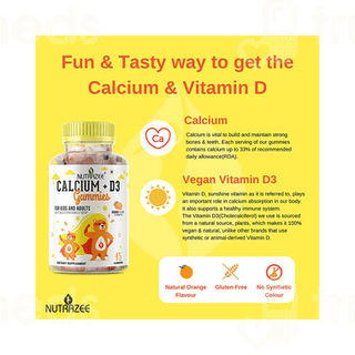 Nutrazee Calcium + D3 Orange Flavour Gummies 45