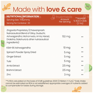 Zingavita Kids Chawanprash Natural Flavour With Honey Zero Added Sugar Gummies 30