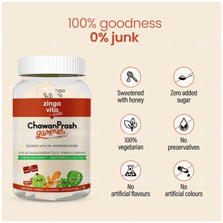 Zingavita Kids Chawanprash Natural Flavour With Honey Zero Added Sugar Gummies 30