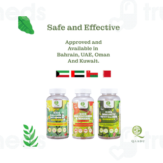Qaadu Kids Calcium & Vitamin D Mango & Strawberry Flavour Gummies 60