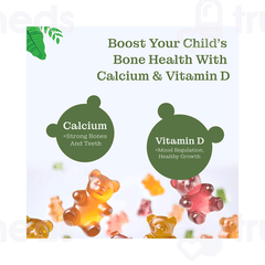 Qaadu Kids Calcium & Vitamin D Mango & Strawberry Flavour Gummies 60