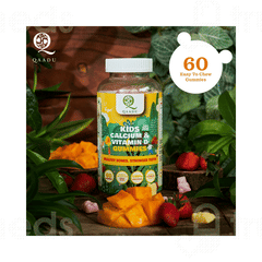 Qaadu Kids Calcium & Vitamin D Mango & Strawberry Flavour Gummies 60