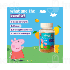 Kiddoze Peepa Pig Calcium Mango Gummies 60 Kiddoze Peepa Pig Calcium Mango Gummies 60