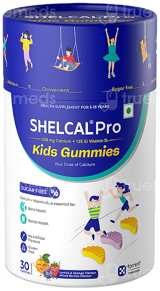 Shelcal Pro Kids Lemon & Orange Mixed Berries Flavour Sugar Free Gummies 30