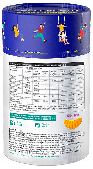 Shelcal Pro Kids Lemon & Orange Mixed Berries Flavour Sugar Free Gummies 30