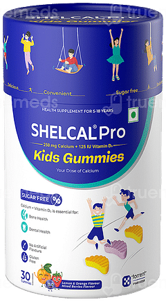 Shelcal Pro Kids Lemon & Orange Mixed Berries Flavour Sugar Free Gummies 30